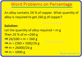 Word Problems On Percentage Percent Problems Real Life Problems
