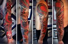 Dolphin jumping in water tattoo. Japanese Dragon Sleeve Tattoo By Salt Water Tattoo