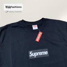Supreme 2014 20th anniversary box logo tee size s. Supreme Box Logo Tee Black On Black Cheap Online
