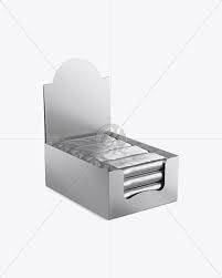 16 Snack Bars Metallic Display Box Mockup Half Side View High Angle Shot In Box Mockups On Yellow Images Object Mockups Box Mockup High Angle Shot Mockup Free Psd