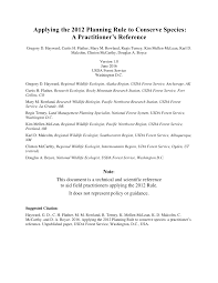 PDF) Applying the 2012 Planning Rule to Conserve Species: A Practitioner's  Reference