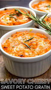 Twice Baked Sweet Potato Gratin Recipe Sweet Potato Gratin Savory Sweet Potato Recipes Sweet Potato Recipes Roasted