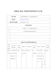 拟提名2021 年度省科技奖项目公示表