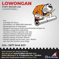 Info loker las kulonprogo / info loker las kulonprogo lowongan kerja di kulon progo loker jogja solo semarang maret 2021 iloveyoualway s. Lowongan Kerja Sma Posisi Staff Bagian Las Juli 2021