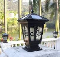 LED Solar Gate Lights European Classical Patio Porch Post ...