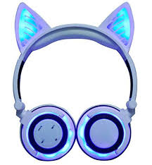 Limson Sans Fil Bluetooth Sur L Oreille Pliable Rechargeable Ecouteurs D Oreille De Chat Avec Micro Led Flash Casques D E Casque D Ecoute Casque Casque Musique