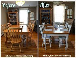 This is upcycled, but yes, it's still very expensive. Image Result For Upcycled Dining Tables Before And After Shabby Chic Dining Tables Painted Farmhouse Table Farmhouse Kitchen Tables