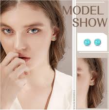 Fansilver 925 Sterling Silver Stud Earrings for Womens Teens Moonstone  Earrings Turquoise Black Earrings Round Gemstone Stud Gift Christmas ...