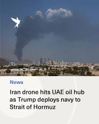 An Iranian drone caused damage to an oil complex in the United Arab Emirates  today in what was the first strike since the ceasefire came into effect  almost a month ago. Trump