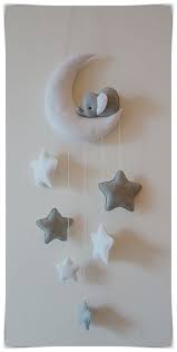 Sleepy Elephant Moon And Stars Nursery Decor Silver Grey White In Baby Nursery Decoration Amp Furnitur Stars Nursery Decor Baby Deco Baby Nursery Decor