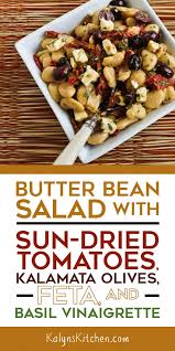 Butter Bean Salad With Sun Dried Tomatoes Kalamata Olives Feta And Basil Vinaigrette Kalyn S Kitchen Recipe Butter Beans Recipe Bean Salad Butter Beans
