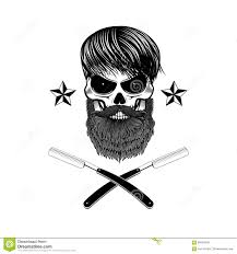 Mélange le look hipster et gothique en portant un t shirt avec une tete de mort. Crane Barbu Avec Des Lames Illustration De Vecteur Illustration Du Ramassage 66694003