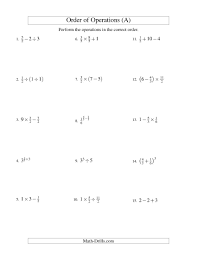 Order Of Operations With Fractions Two Steps All Order Of Operations Math Fractions Worksheets Fractions