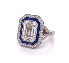 An art deco engagement ring is a supremely appealing and powerful symbol of love from the first movement to truly embrace modernism. Antique Emerald Cut Ring With Sapphires Los Angeles Jeweler Peter Norman