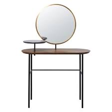Coiffeuse Avec Miroir Imitation Noyer Et Metal Noir Maisons Du Monde En 2020 Miroir Coiffeuse Coiffeuse Metal Noir
