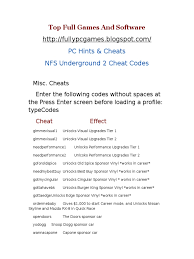 As there was a bug early on that would convict people of cheating even when they did not. Need For Speed Underground 2 Cheats Motor Vehicle Manufacturers Of Japan Car