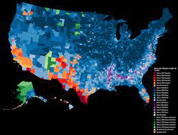 44.66% white, 26.59% black or african american, 0.52% native american, 9.83% asian, 0.07% pacific islander, 13.42% from. An Ethnic Map Of The United States By County Majority Vivid Maps