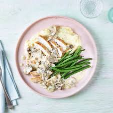 Chicken With Creamy Mushroom Sauce Mash Recipe Gousto Recipe Creamy Mushroom Sauce Creamy Mushrooms Recipes