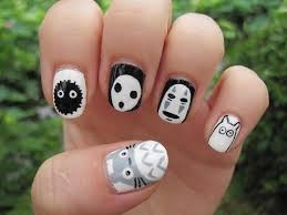 Hayao Miyazaki Studio Ghibli Totoro No Face Kodama And Soot Sprite Nail Art Anime Nails Animal Nail Art Nail Art