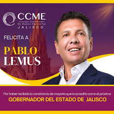 Desde el Consejo Coordinador de Mujeres Empresarias de Jalisco, felicitamos  a Jesus Pablo Lemus Navarro, por haber recibido la constancia de mayoria  que lo acredita como el próximo gobernador del estado de