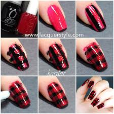 Black And Red Nail Art Ideas Red Black Plaid Nails Tutorial Plaid Nail Art Plaid Nails Diy Plaid Nails