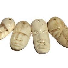 African Tribal Bone Mask Pendant, Ethnic Jewelry, Tribal Necklace