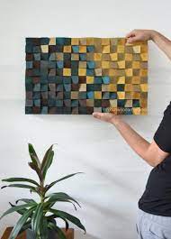 Navy Blue Wood Wall Art Deep Inside Mosaic Wood Art Etsy In 2021 Modern Wall Sculptures Wood Wall Art Wood Art