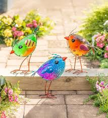 Maybe you would like to learn more about one of these? Indoor Outdoor Metal And Colorful Iridescent Glass Bird Statues Set Of 3 Wind And Weather