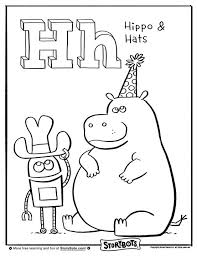 Hello To H Color This Huge Hippo And Hat Here Literacy Books Abc Coloring Jungle Crafts