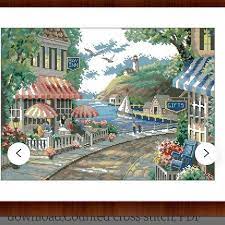 With over 200 designs, you'll find something here that is perfect for your next cross stitch project. Cafe By The Sea Cross Stitch Pattern Vintage Dimensions Cafe Pdf Cross Sti Large Cross Stitch Patterns Dimensions Cross Stitch Cross Stitch Patterns Christmas