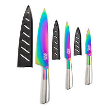 Thyme Table 3 Piece Titanium Knife Set Rainbow Walmart Com In 2020 Rainbow Knife Rainbow Knife Set Knife Sets