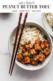 Spicy Baked Peanut Butter Tofu Recipe Whole Food Recipes Tofu Recipes