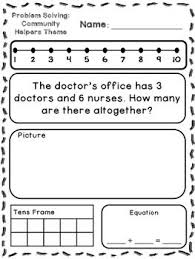 Community Helpers Addition Subtraction Word Problems Kindergarten First Addition Words Subtraction Word Problems Word Problems Kindergarten