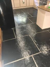 A stone effect tile is a brilliant compromise for those who want a maintenance free kitchen floor but still love the look of a natural stone. Putting New Life Into Large Format Slate Tiles In Blackwood Caerphilly Stone Cleaning And Polishing Tips For Slate Floors