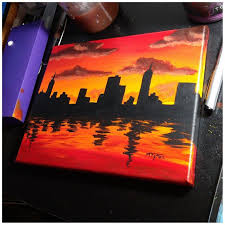 Create a new layer above all other layers. City Sunset Painting Citysunsetpainting Sunset City This Was So Fun To Create Paint Diy Canvas Art Painting Sunset Painting Acrylic Canvas Art Painting