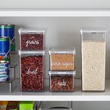 Each category has their own jar: Airtight Clear Container The Container Store