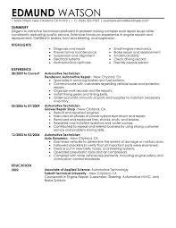 automotive technician resume examples