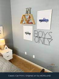 Old Timer Blue Pickup Truck Fine Art Paper Print Vertical Toddler Room Decor Kid Room Decor Boys Room Print