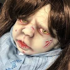 Halloween Demon Costume Idea with Black Scleras and Elvira Style Dress