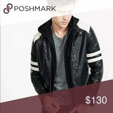 Express Faux Leather Racing Jacket Biker Hooded L Racing Jacket Jackets Leather Sleeve