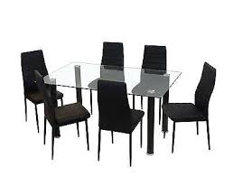 New Glass Dining Kitchen Table Set Faux Leather 4 6 Chairs Furniture B Uk Leisure World