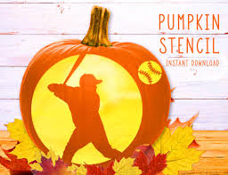 Baseball Pumpkin Stencil, Baseball Player Pumpkin Stencil, Pumpkin Carving  Stencil Printable Halloween Template Baseball Sports Digital file