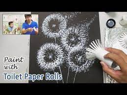 Toilet Roll Painting Techniques For Beginners Simply Step By Step Diy Crepe Paper Dandelions Dandelion Painting Toilet Paper Roll Simple Art