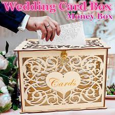 This listing is for one gift box 18l x 11w x 3deep. Wedding Card Box Diy Gift Card Boxes With Lock And Card Sign Wooden Hollow Wedding Money Box Holder For Reception Weddings Baby Showers Birthdays Graduations Party Decorations Walmart Canada
