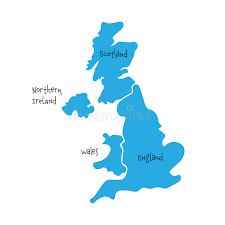 Topografische kaart engeland, hoogte, reliëf. Het Verenigd Koninkrijk Aka Het Uk Van Hand Drawn Lege Kaart Van Groot Brittannie En Van Noord Ierland Verdeeld Aan Vier Landen Vector Illustratie Illustration Of Deel Contour 91024111