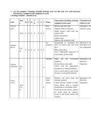 A kitchen cleaning checklist template is prepared for achieving satisfaction about cleaning of house kitchen segment. 3 1 Use The Template U201ccleaning Schedule Kitchen Area U201d For This Task For Each Item Area Listed Below Complete In The Template For Each Course Hero