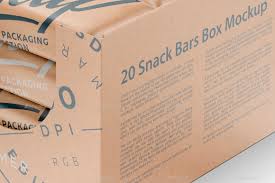Download 20 Kraft Snack Bars Display Box Mockup Half Side View By Reformer