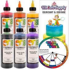 Chefmaster By Us Cake Supply 9ounce Neon Airbrush Cake Food Colors 6 Bottle Kit With Color Mixing Wheel Amazon Most Airbrush Cake Colorful Cakes Color Kit