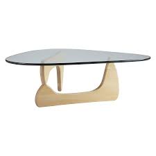 The brilliantly simple design consists of only three elements, the glass top and two interlocking wood base pieces. Noguchi Coffee Table Mikaza Meubles Modernes Montreal Modern Furniture Ottawa