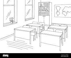 Classroom graphic black white school interior sketch illustration vector  Stock Vector Image & Art - Alamy